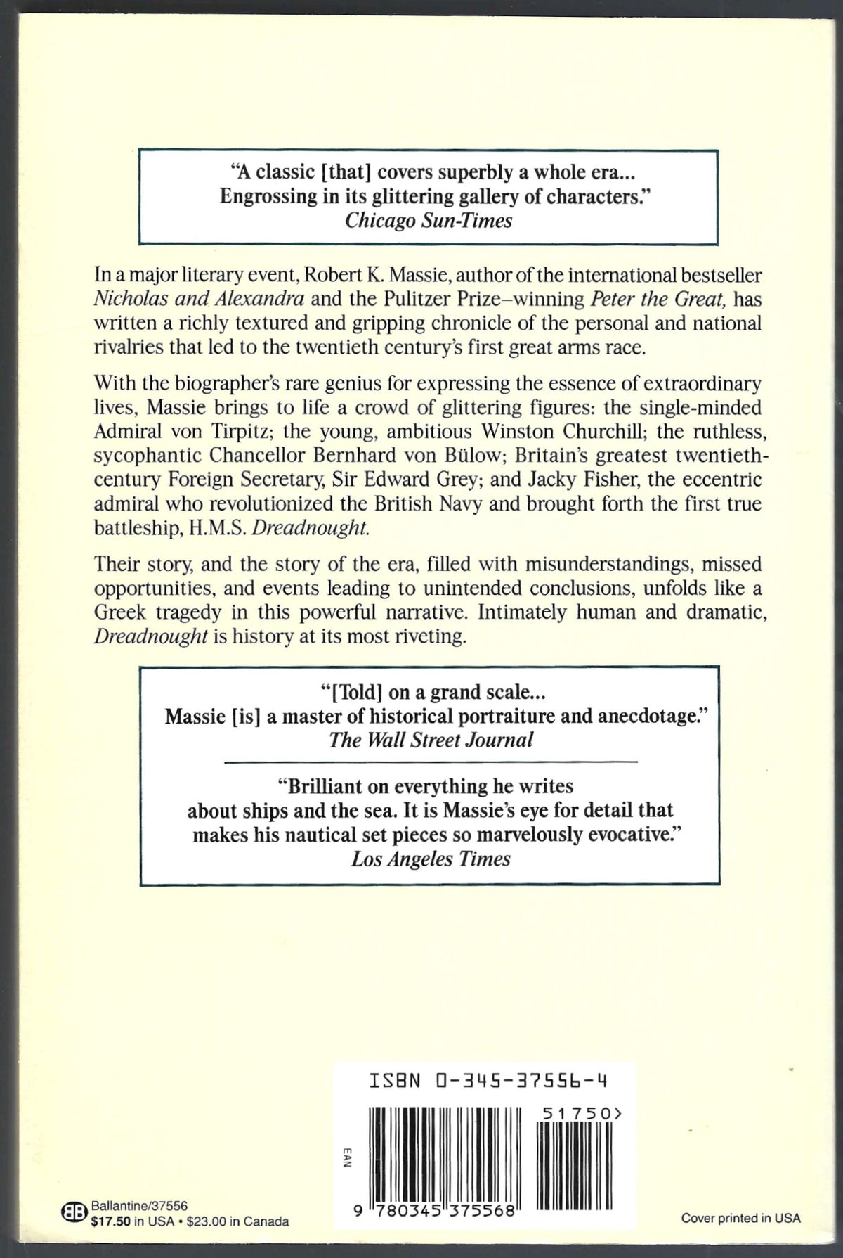 Dreadnought: Britain, Germany, and the Coming of the Great War by Robert Massie back cover