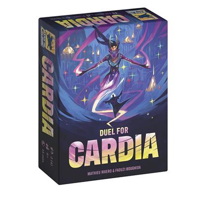 Game box for Duel for Cardia with colorful artwork.