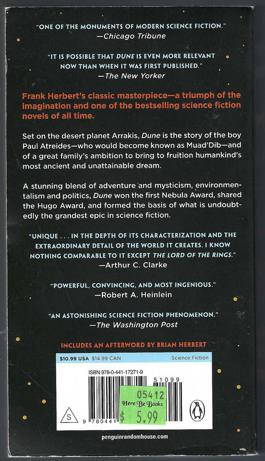 Dune by Frank Herbert back cover