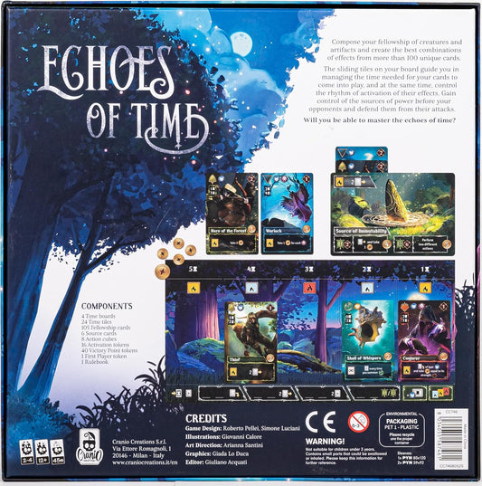 Back cover of 'Echoes of Time' board game.
