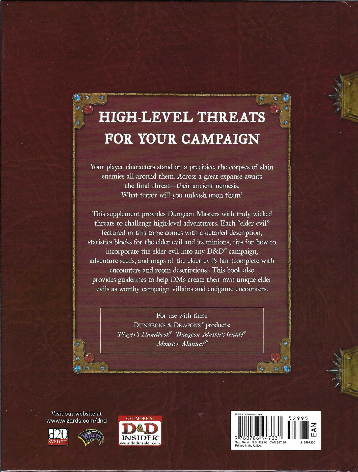 Elder Evils back cover