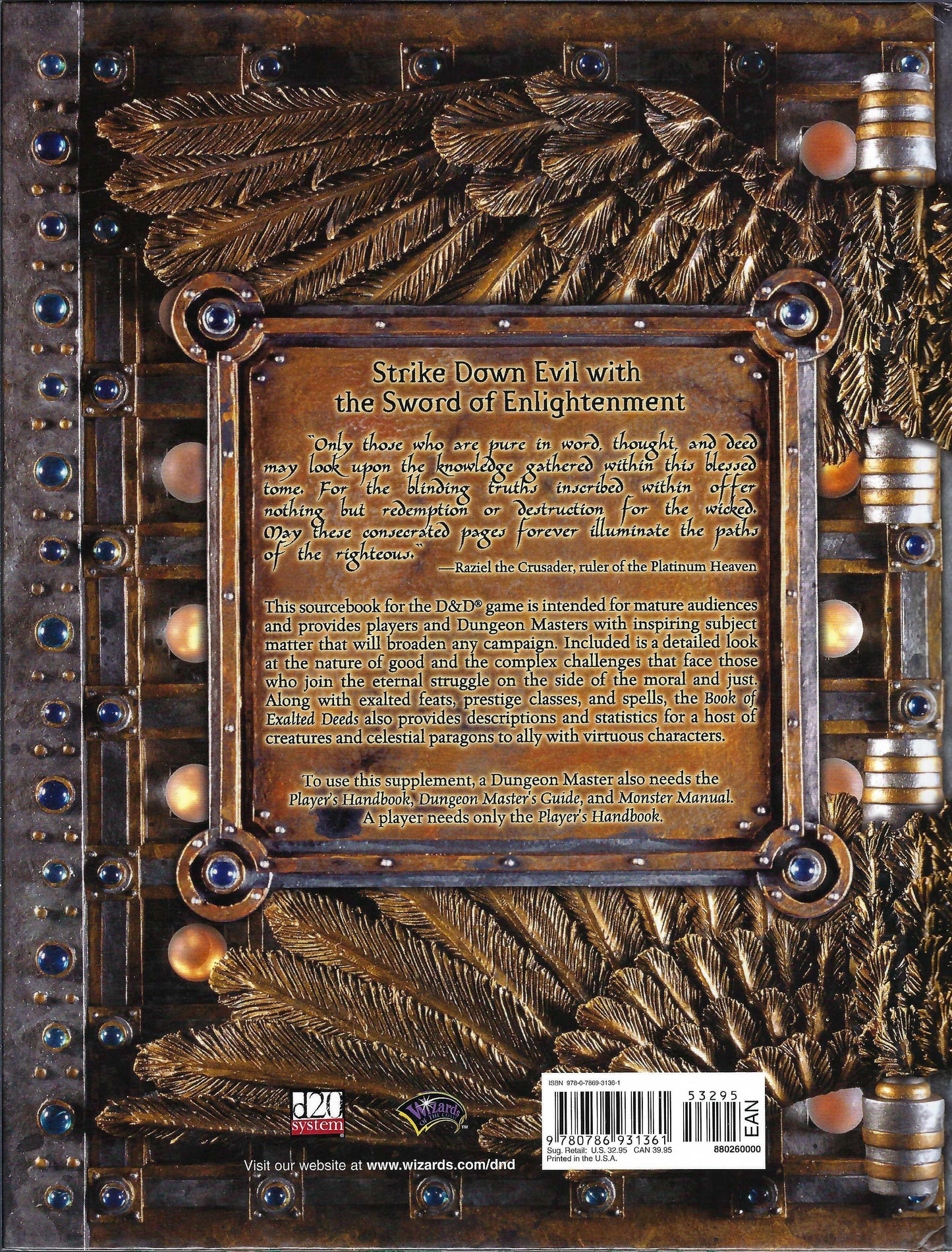 Book of Exalted Deeds back cover