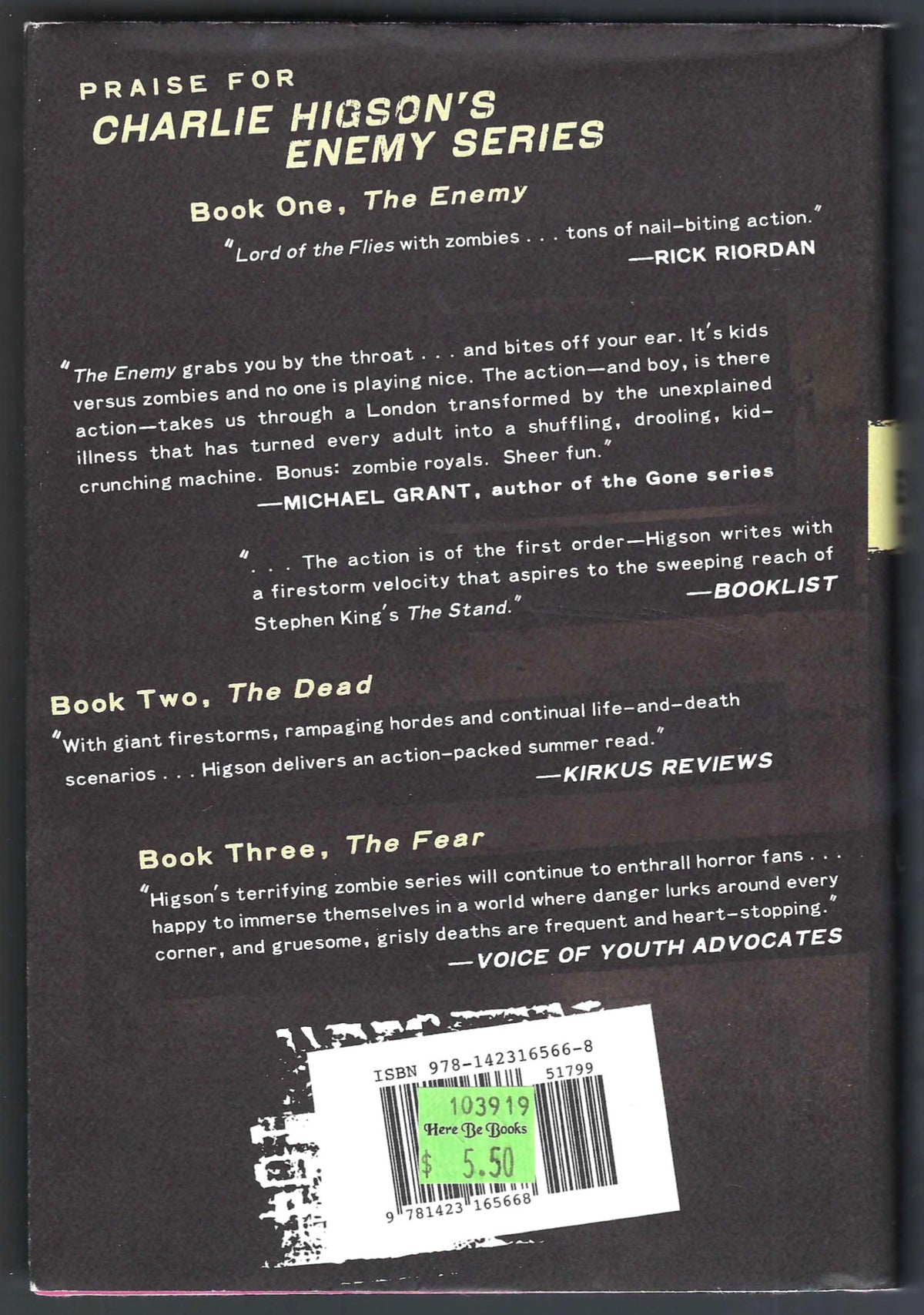 The Fallen by Charlie Higson back cover