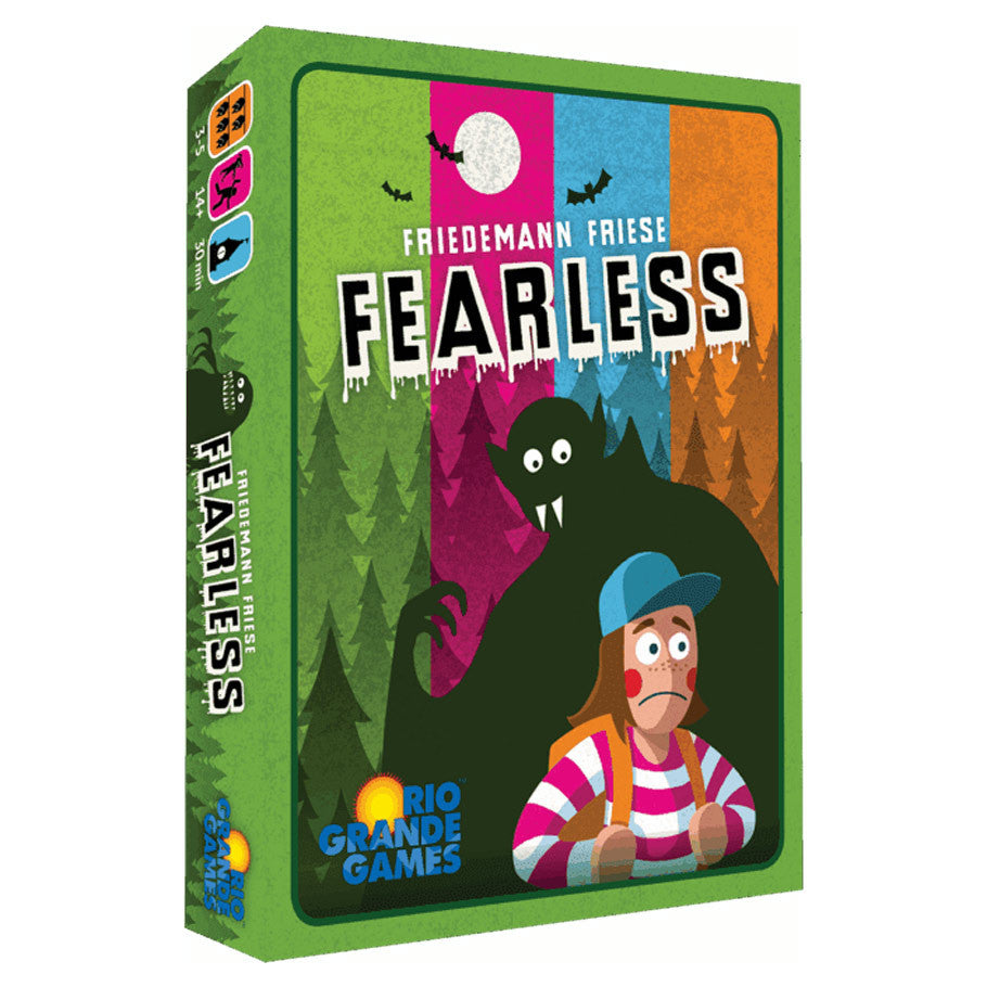 Game box for Fearless by Friedemann Friese with colorful design and a character illustration.