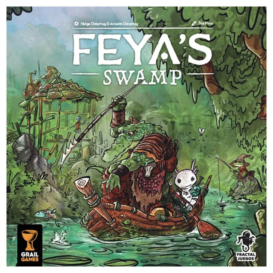 Feya's Swamp front of box showing a swamp scene with non-human humanoids,