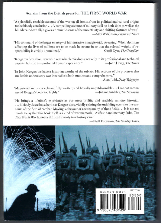 The First World War by John Keegan back cover