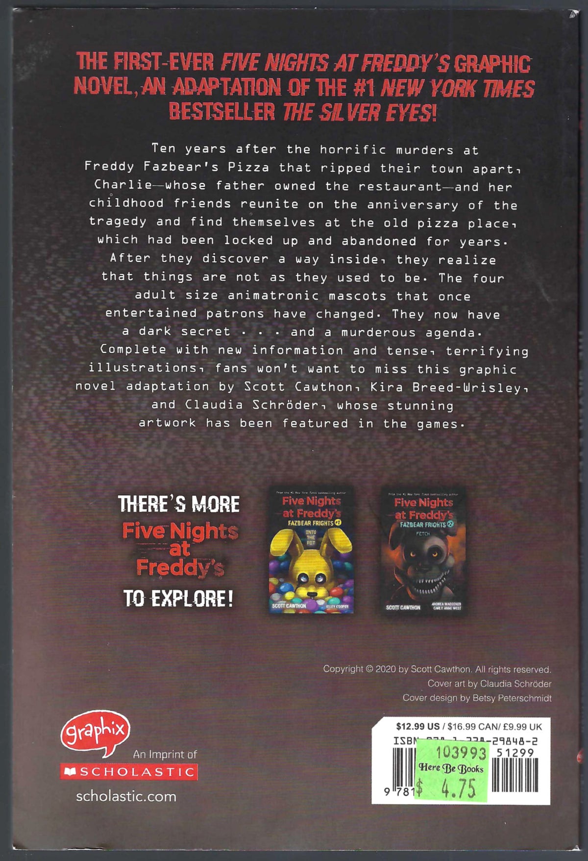 Silver Eyes (Five Nights at Freddy's #1) by Scott Cawthon back cover