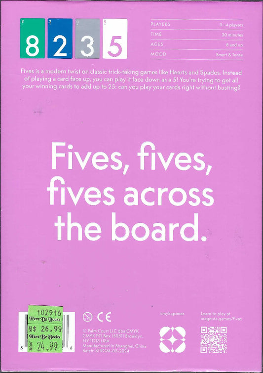 Fives back of box