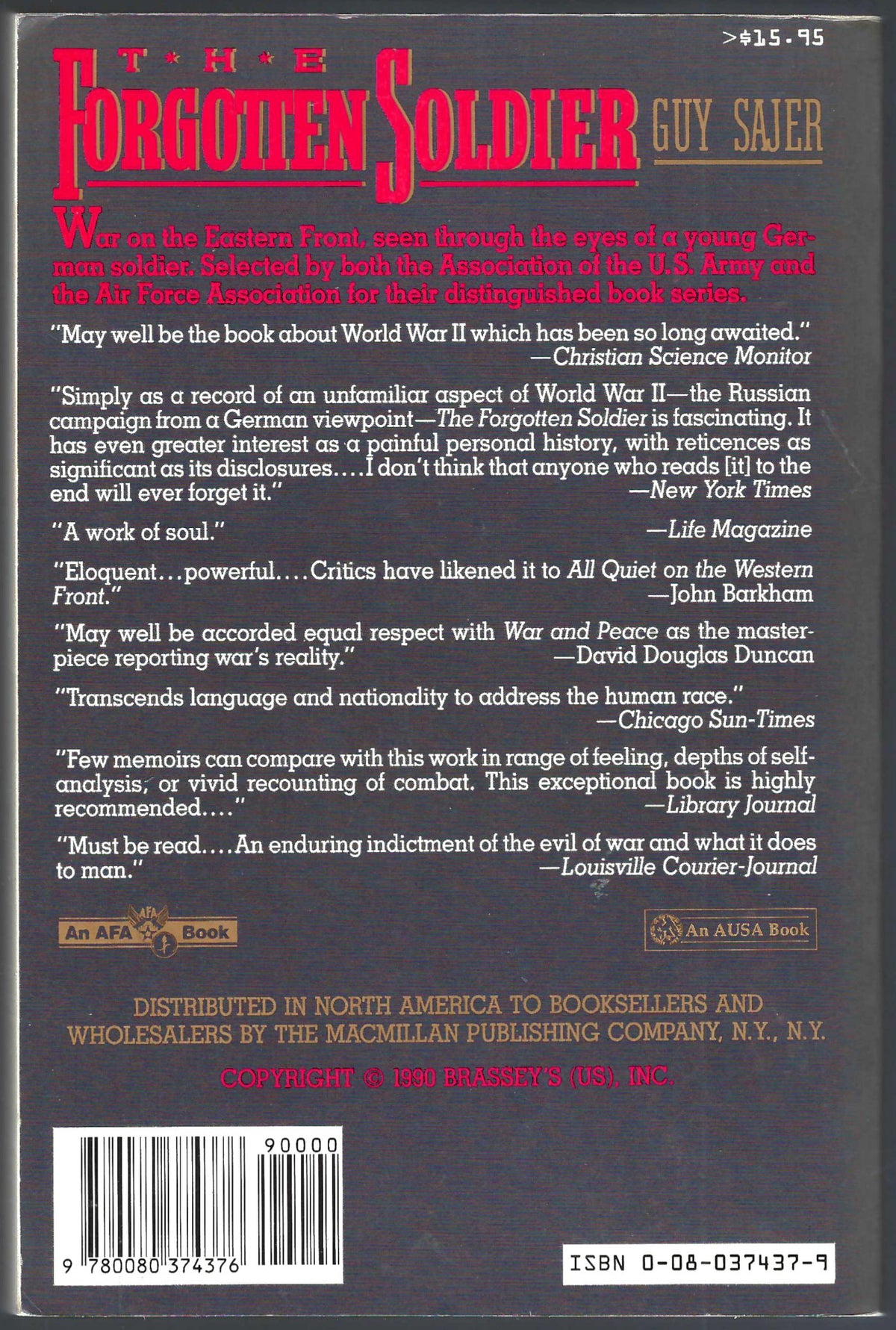 The Forgotten Soldier by Guy Sajer back cover