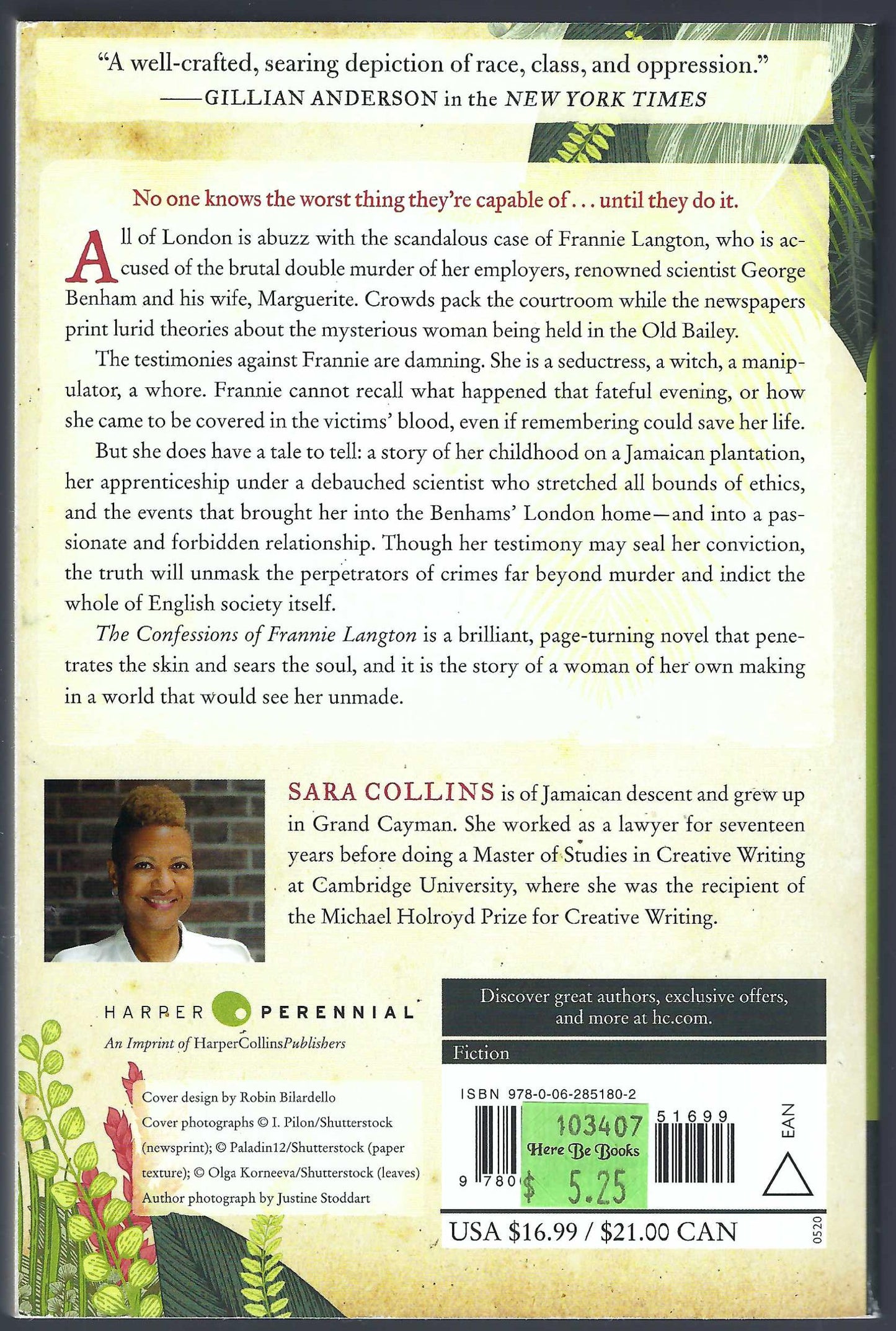 The Confessions of Frannie Langton by Sara Collins back cover