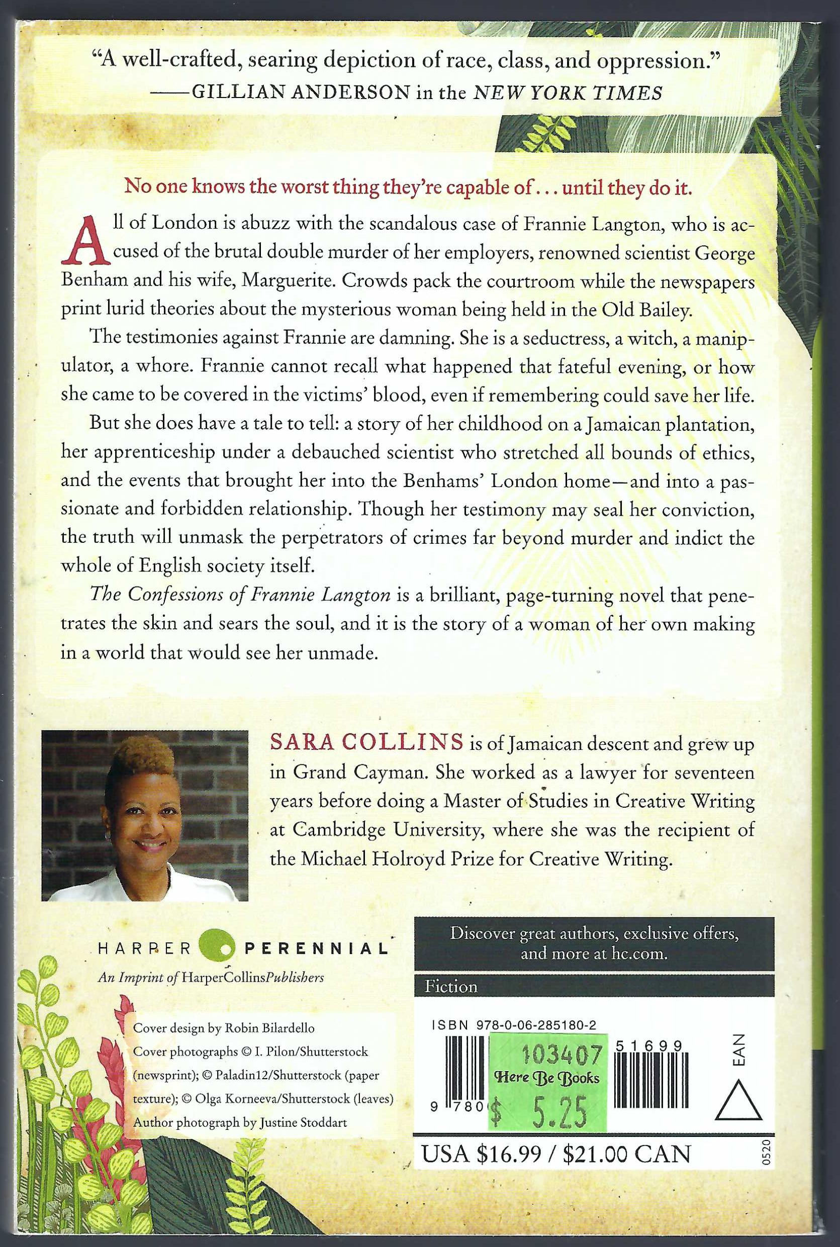 The Confessions of Frannie Langton by Sara Collins back cover