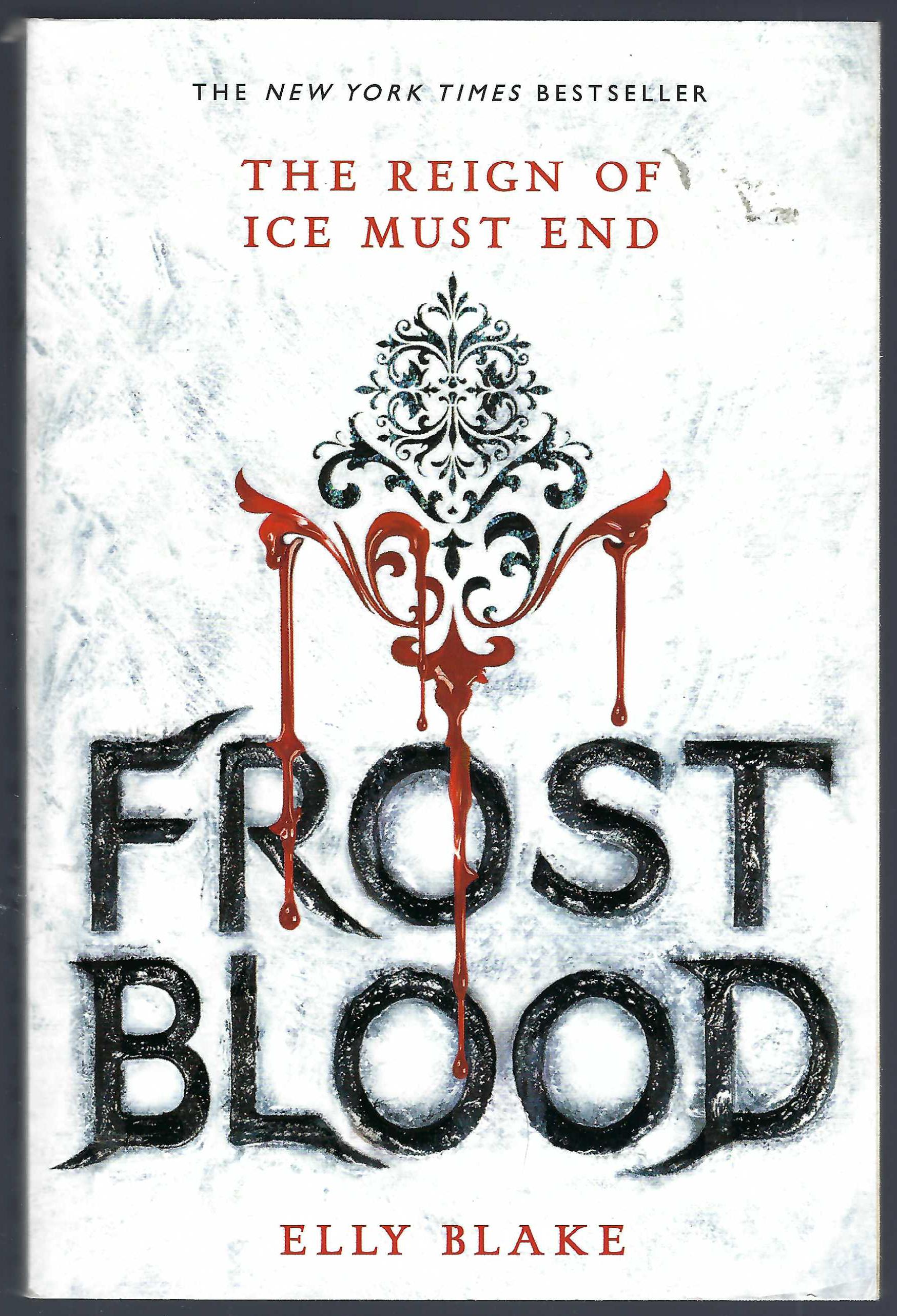 Front cover of Frost Blood by Elly Blake with a stylized design and text.