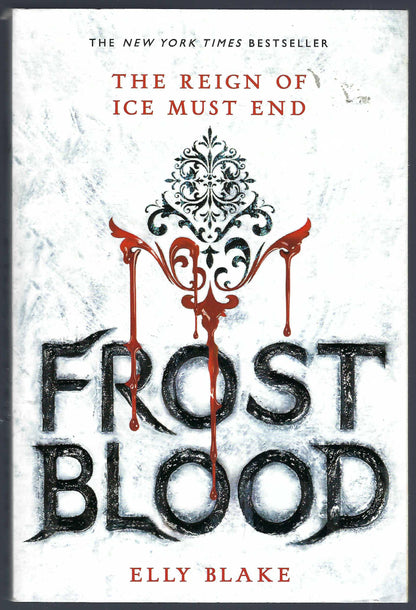 Front cover of Frost Blood by Elly Blake with a stylized design and text.