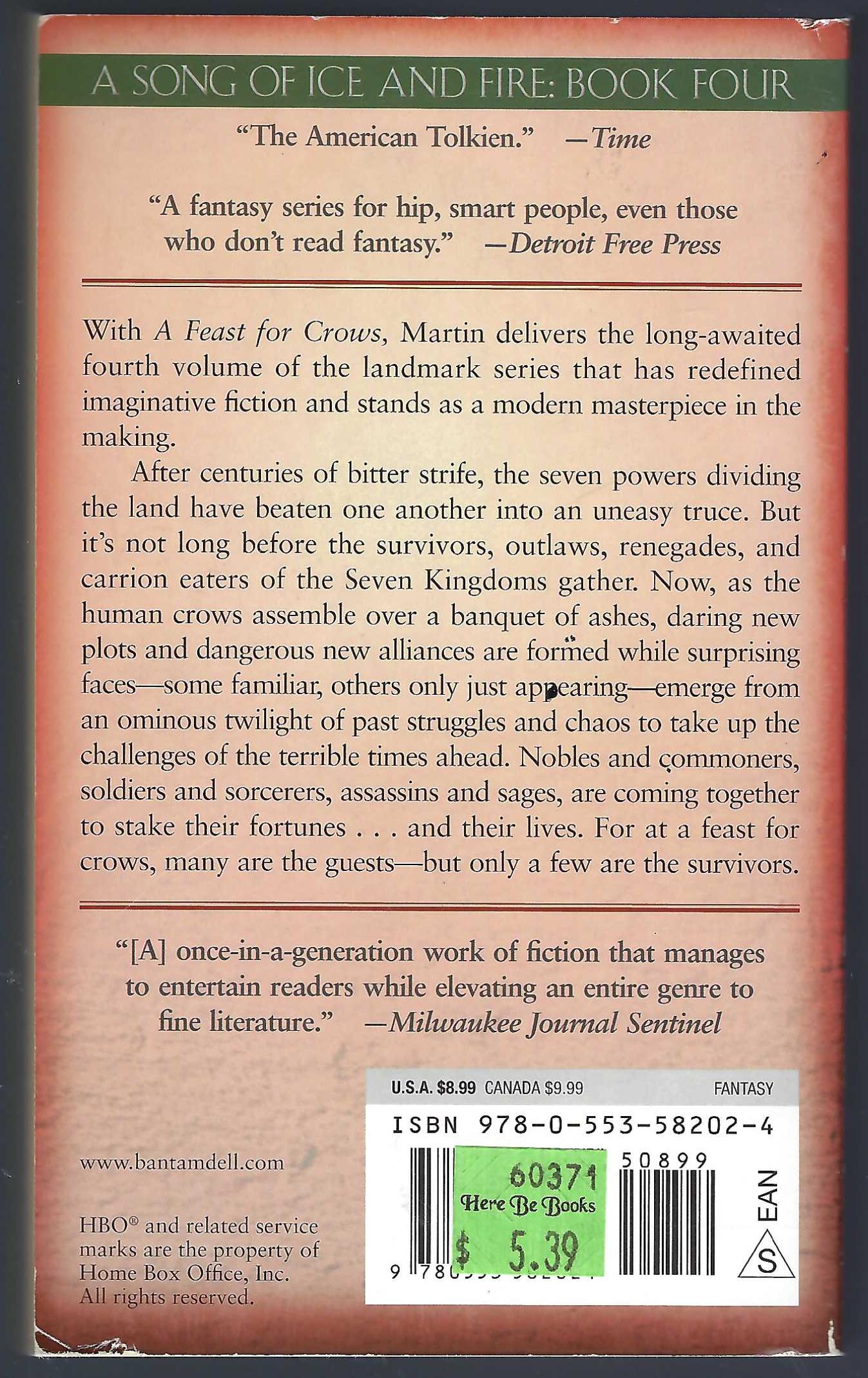 A Feast for Crows by George R. R. Martin back cover