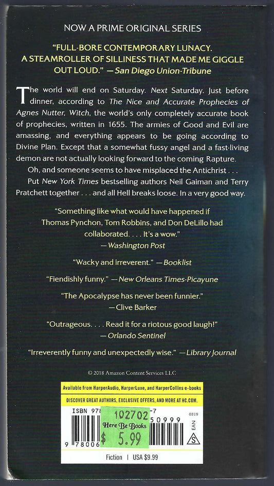 Good Omens by Neil Gaiman and Terry Pratchett back cover