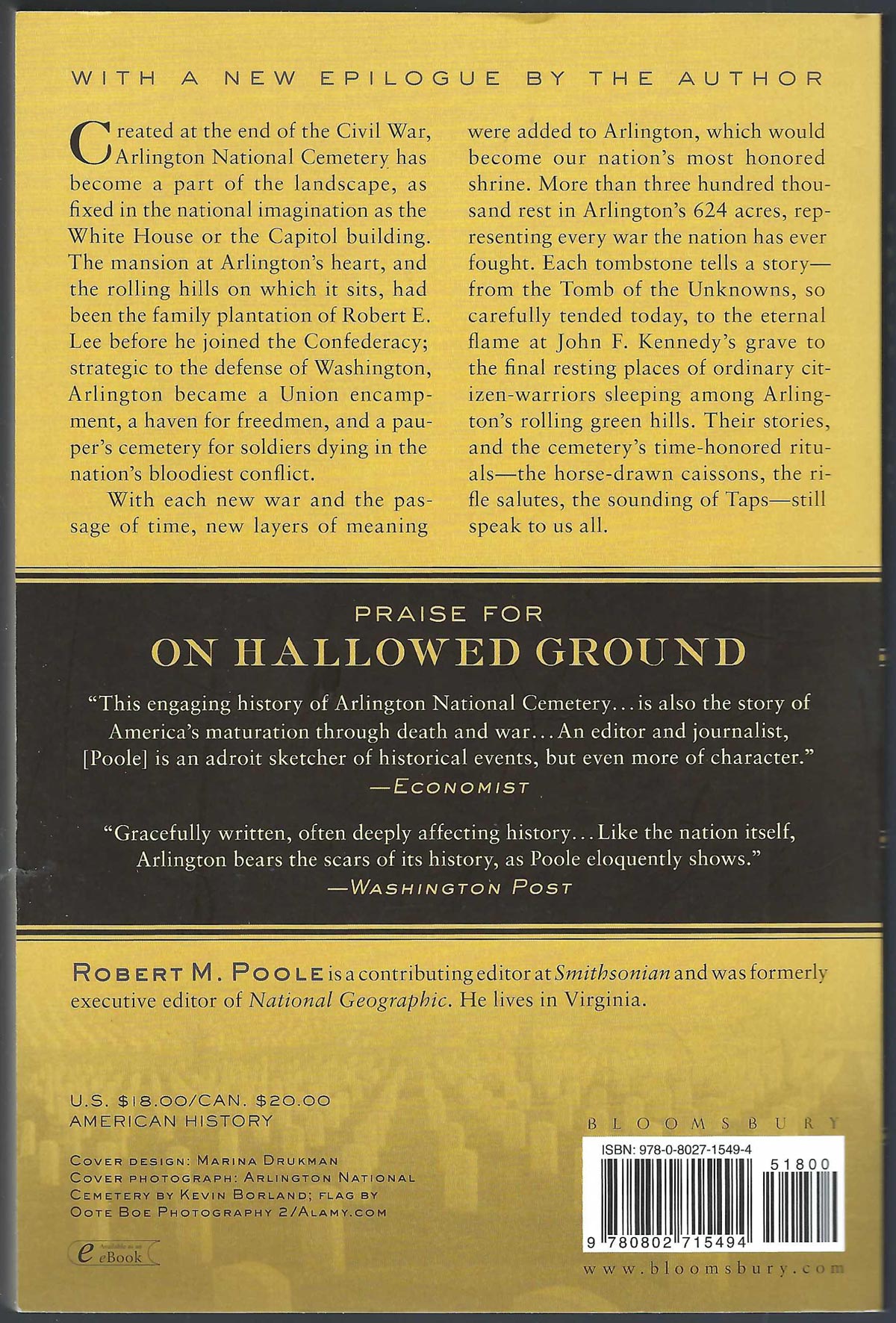 Back cover of On Hallowed Ground by Robert M. Poole.