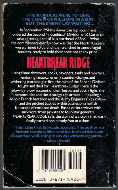 Heartbreak Ridge: Korea, 1951 by Arned Hinshaw back cover