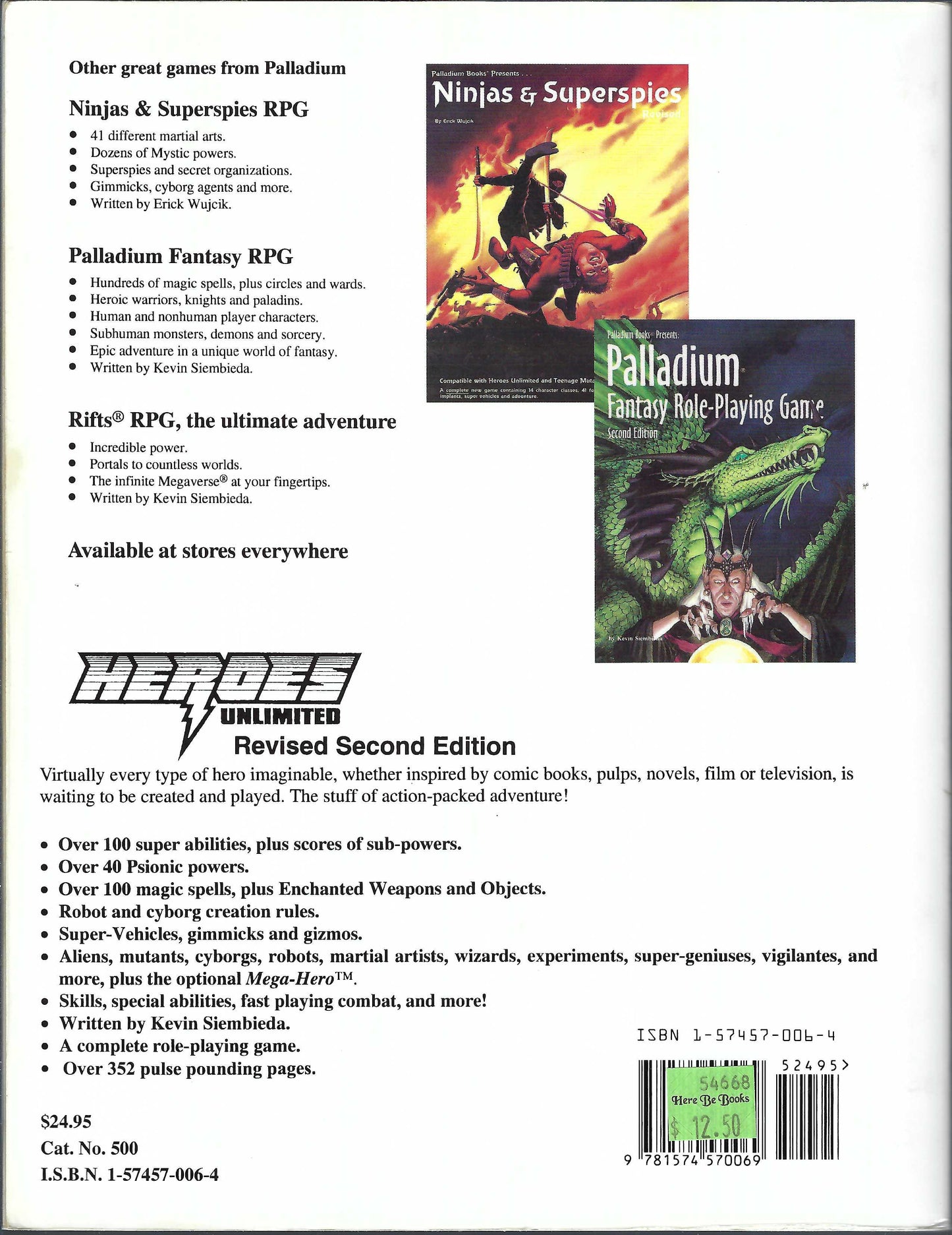 Heroes Unlimited Revised Second Edition back cover