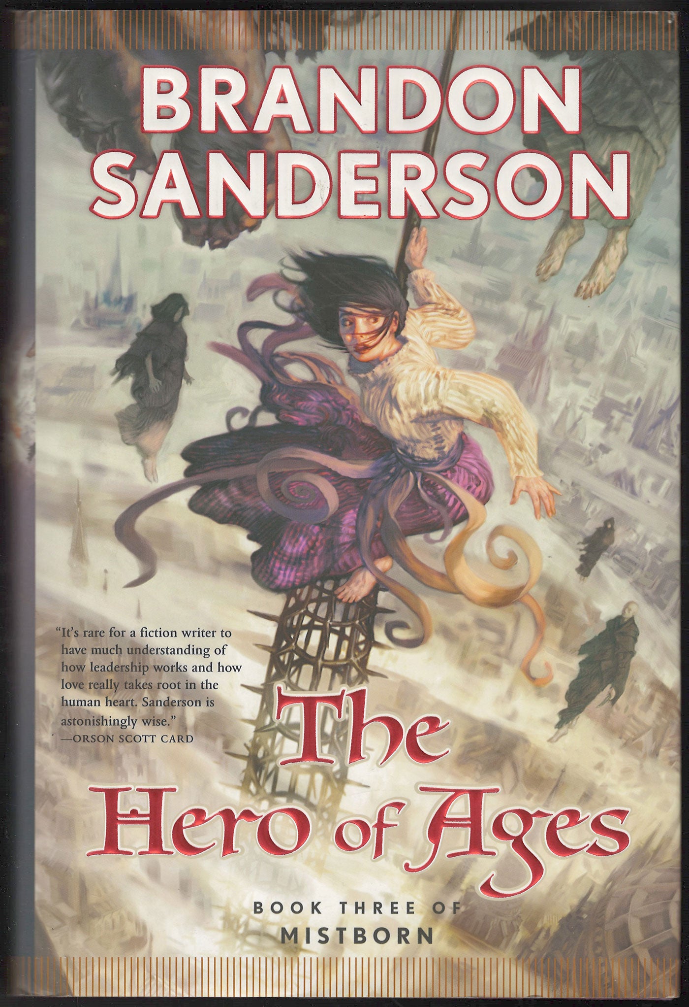 Front cover of The Hero of Ages by Brandon Sanderson with a fantasy scene on the cover.