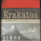 Front cover of Krakatoa: The Day the World Exploded by Simon Winchester with a mountain and red background.