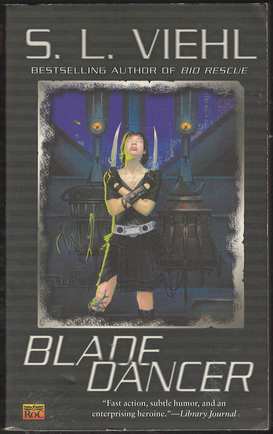 Front cover of Blade Dancer by S.L. Viehl featuring a woman with a sword in a dark setting.