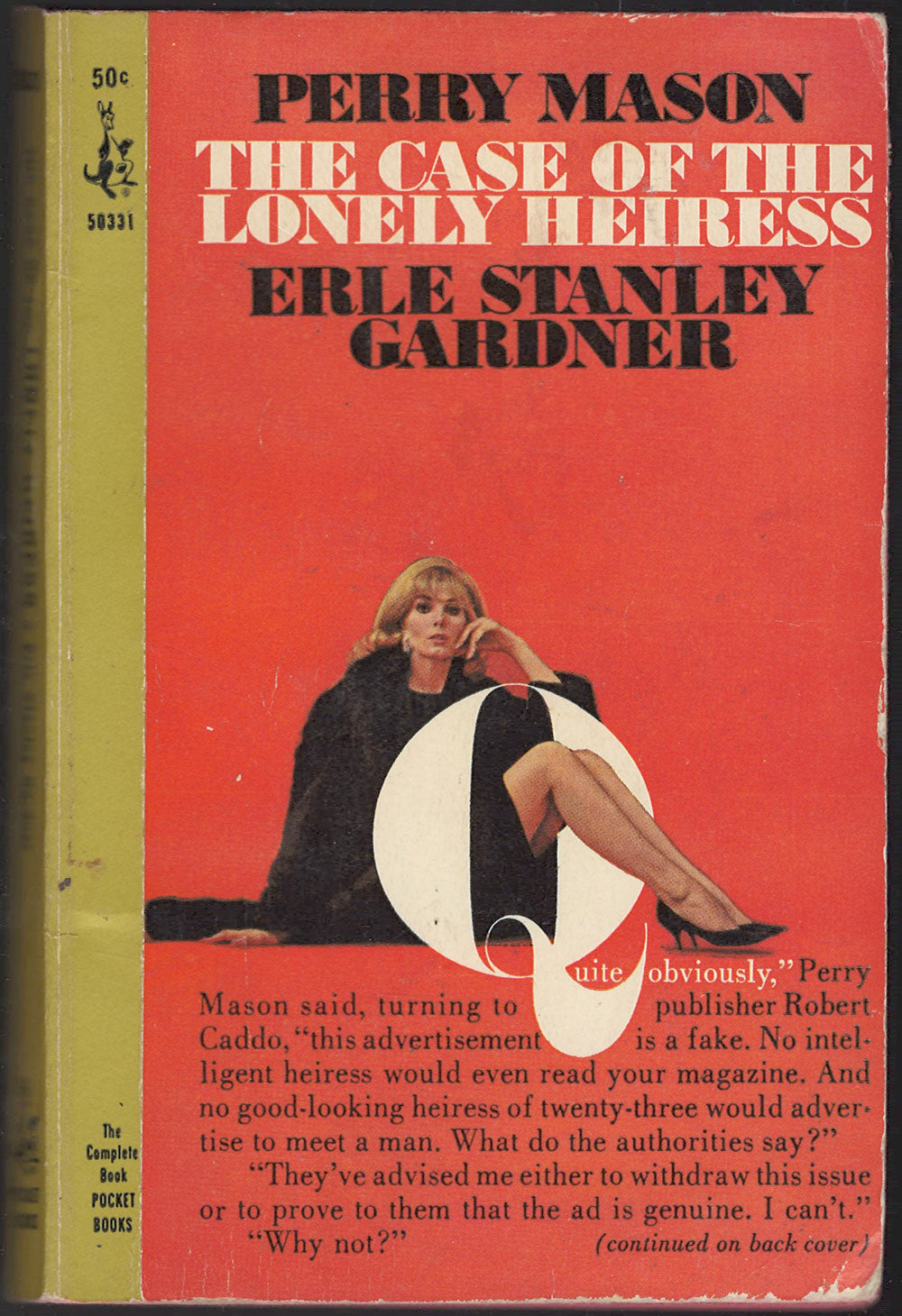 Front cover of Perry Mason: The Case of the Lonely Heiress by Erle Stanley Gardner with a woman sitting on a red background.
