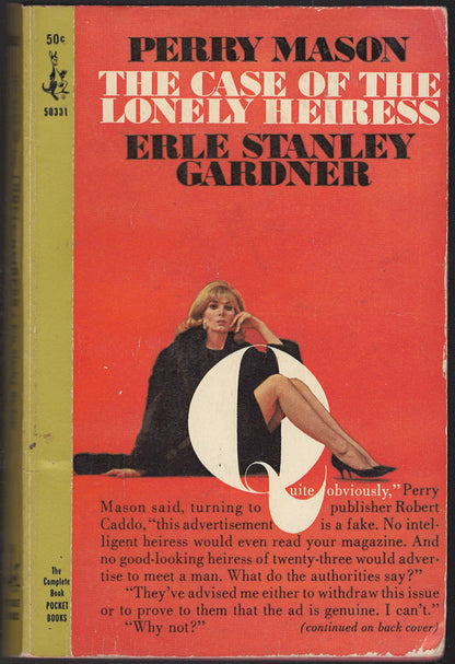 Front cover of Perry Mason: The Case of the Lonely Heiress by Erle Stanley Gardner with a woman sitting on a red background.