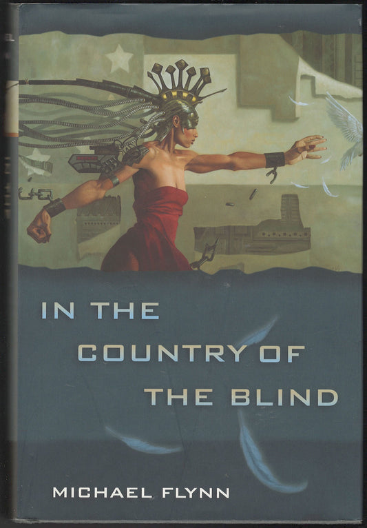 Front cover of In the Country of the Blind by Michael Flynn, featuring an illustration of a woman in a red dress and headdress.