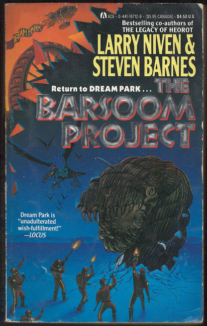 Front cover of The Barsoom Project by Larry Niven and Steven Barnes with men fighting a creature.