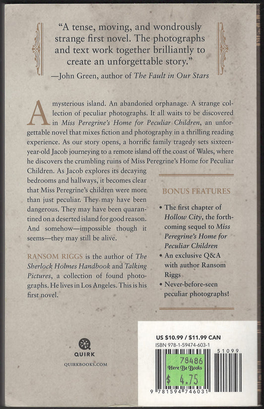 Miss Peregrine's Home for Peculiar Children by Ransom Riggs back cover