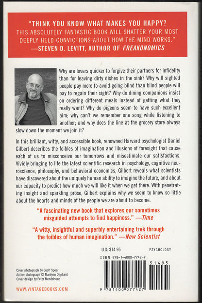 Stumbling on Happiness by Daniel Gilbert back cover