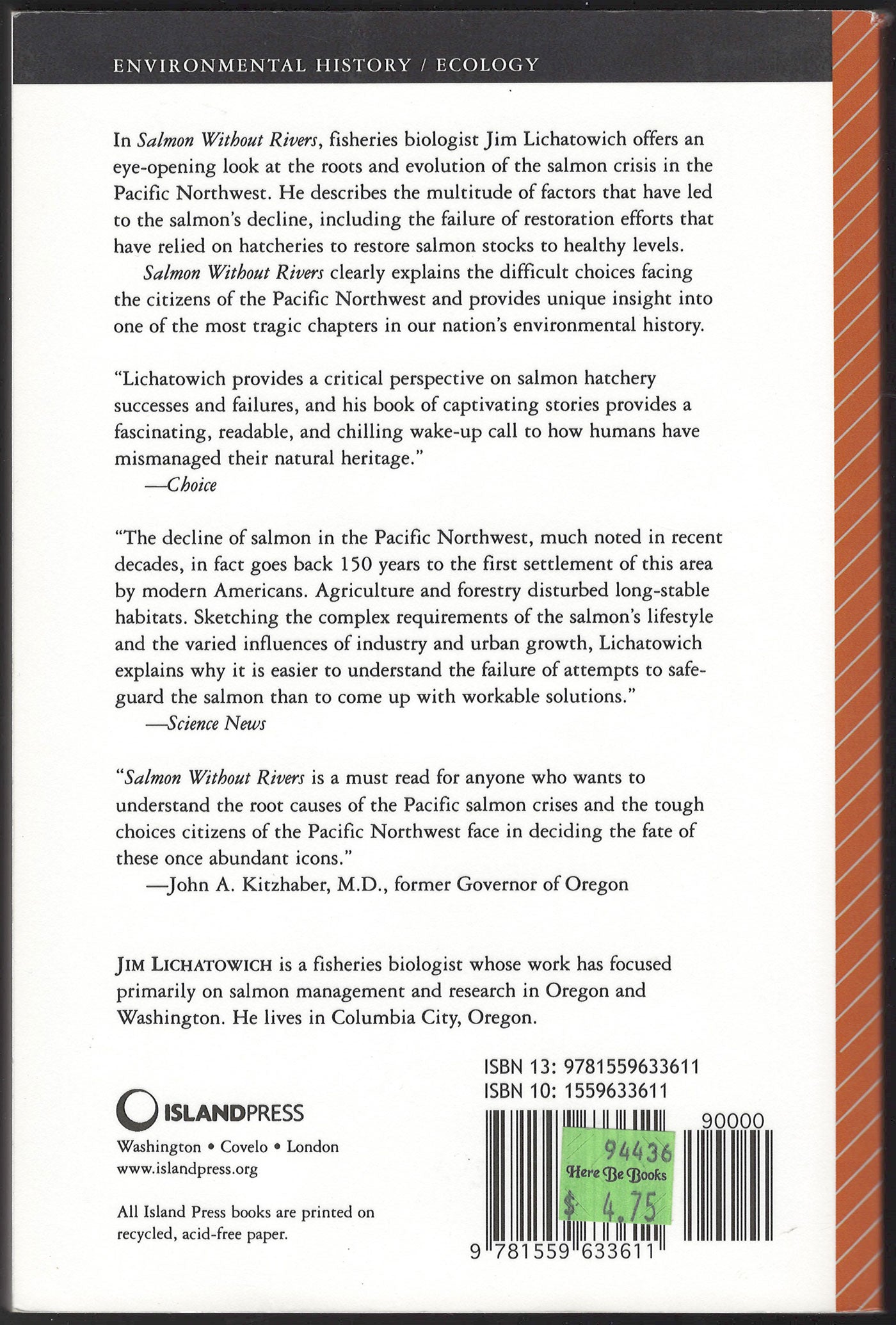 Salmon Without Rivers A History Of The Pacific Salmon Crisis back cover