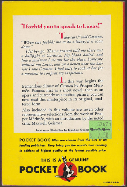 Loves of Carmen and Other Stories by Prosper Merimee back cover