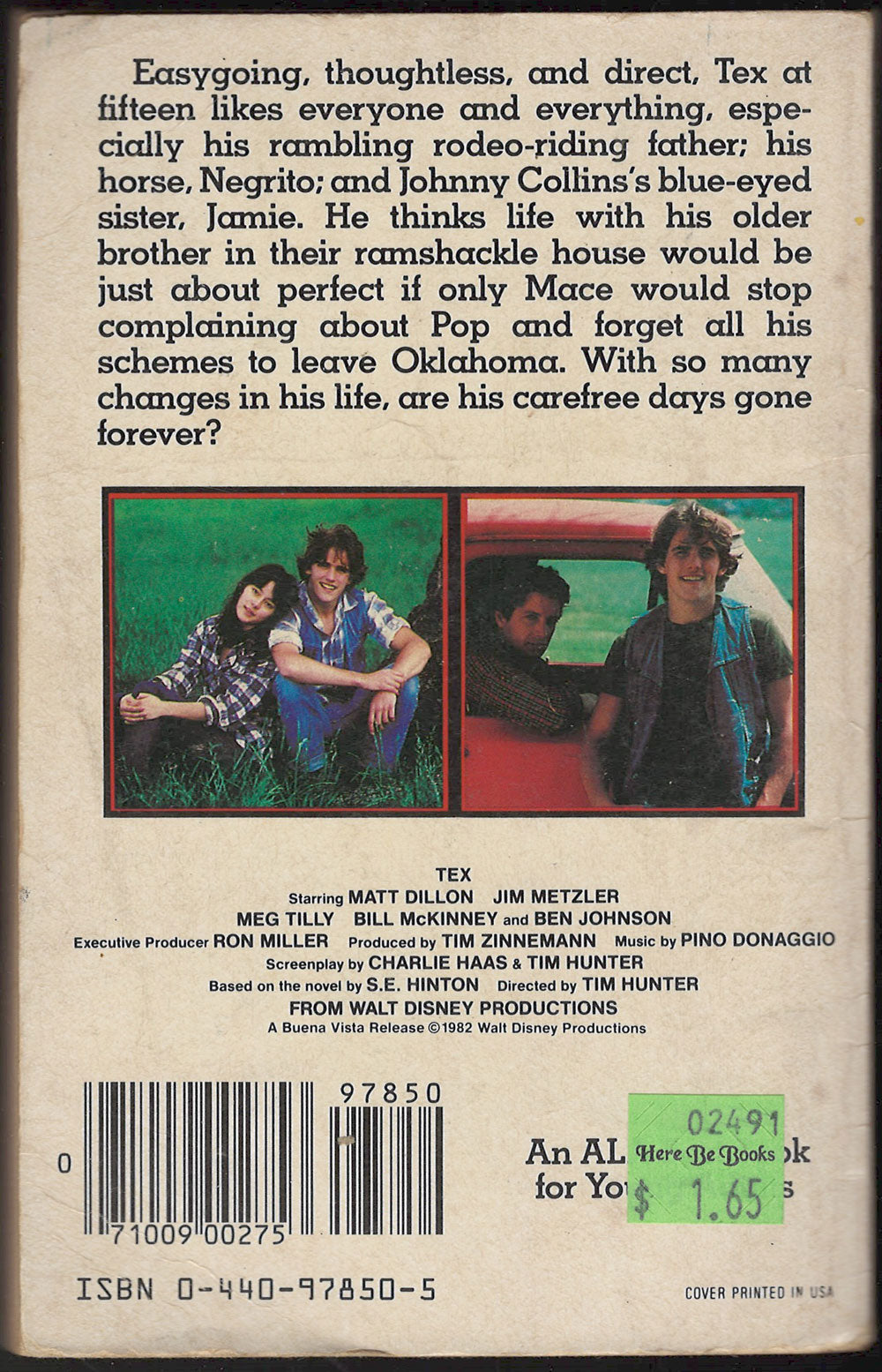 Tex by S. E. Hinton back cover