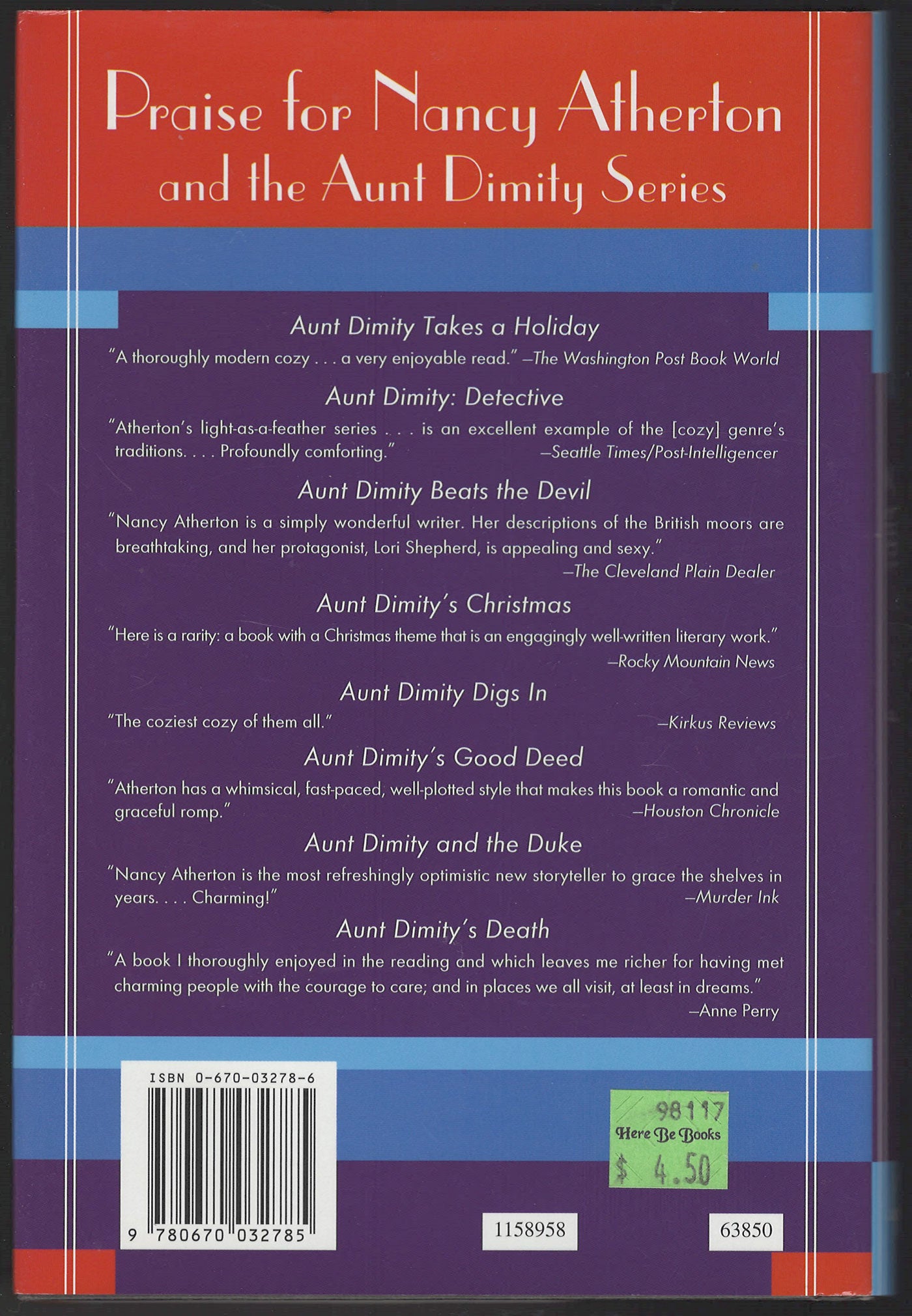 Aunt Dimity: Snowbound by Nancy Atherton back cover