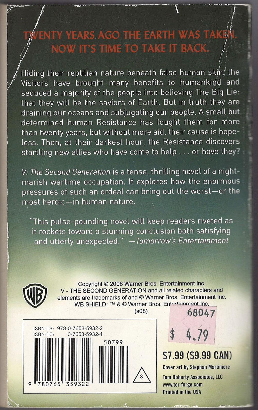 V: The Second Generation by Kenneth Johnson back cover