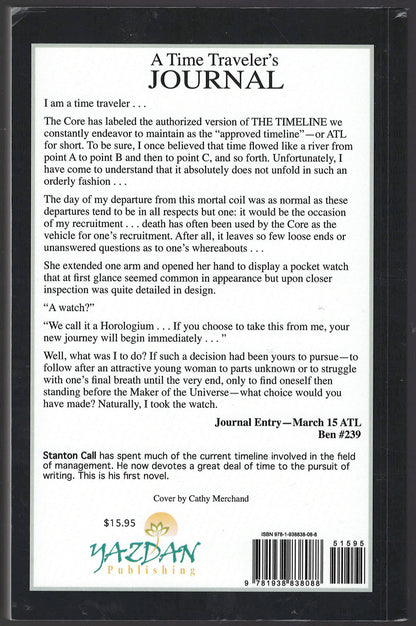 A Time Traveler's Journal by Stanton Call back cover with text.