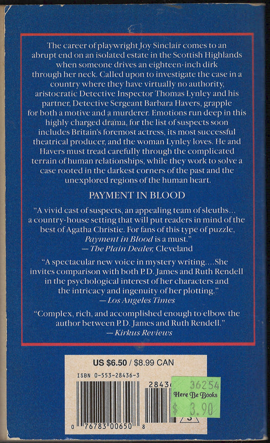 Payment In Blood by Elizabeth George back cover