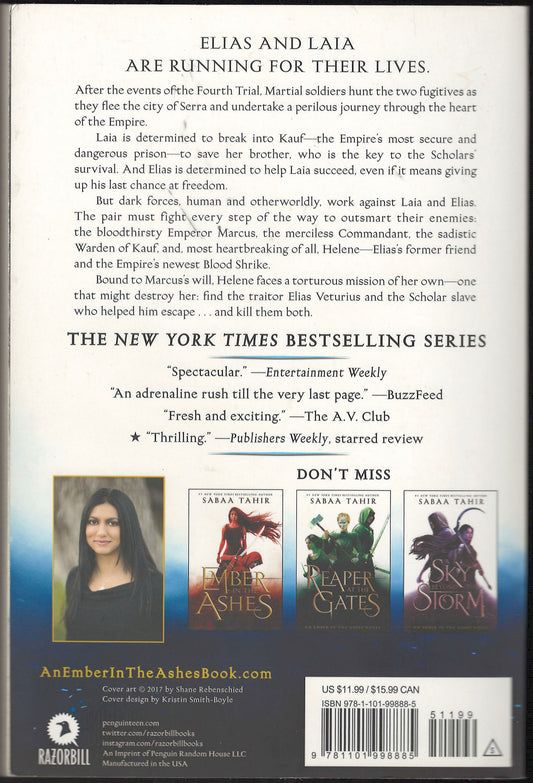 A Torch Against the Night by Sabaa Tahir back cover