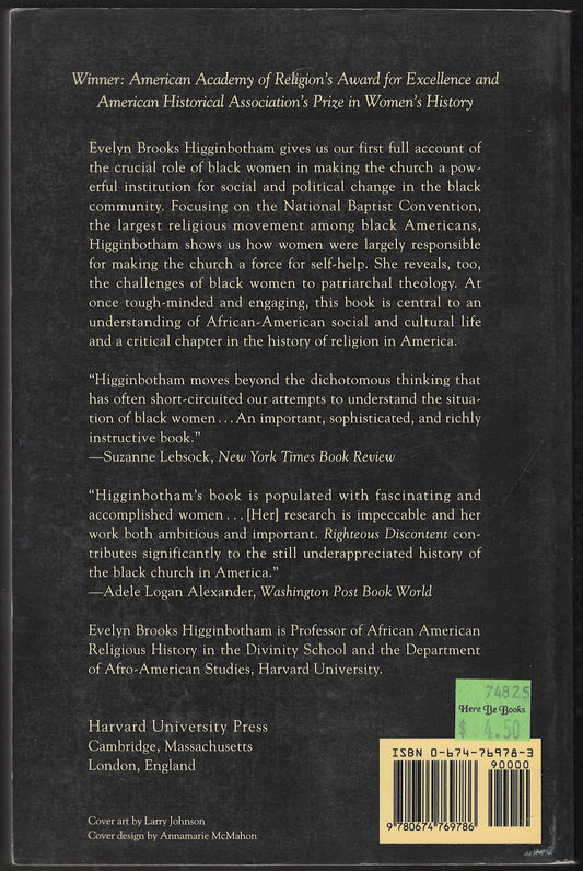 Righteous Discontent: The Women's Movement in the Black Baptist Church, 1880-1920 back cover