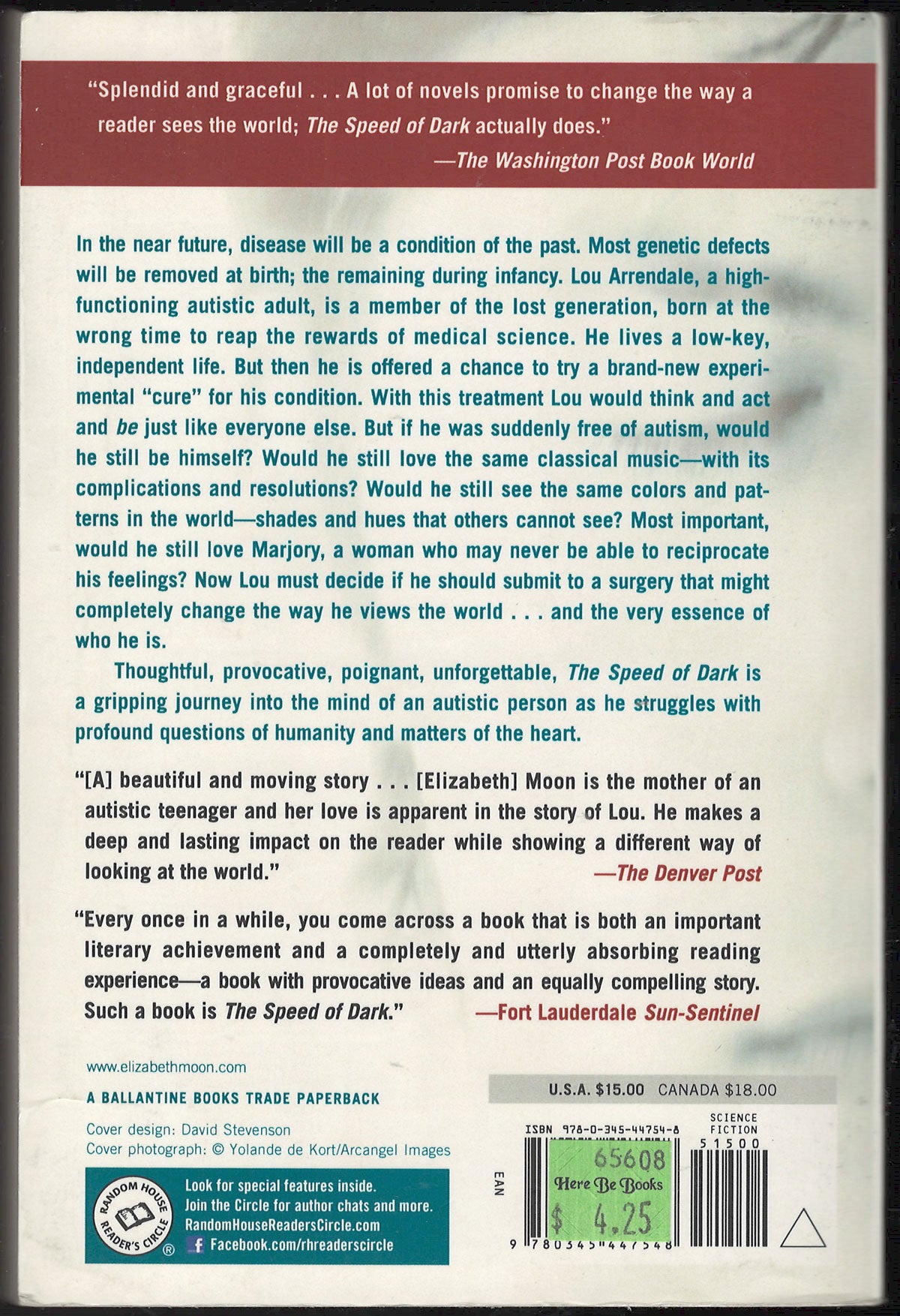 The Speed of Dark by Elizabeth Moon back cover