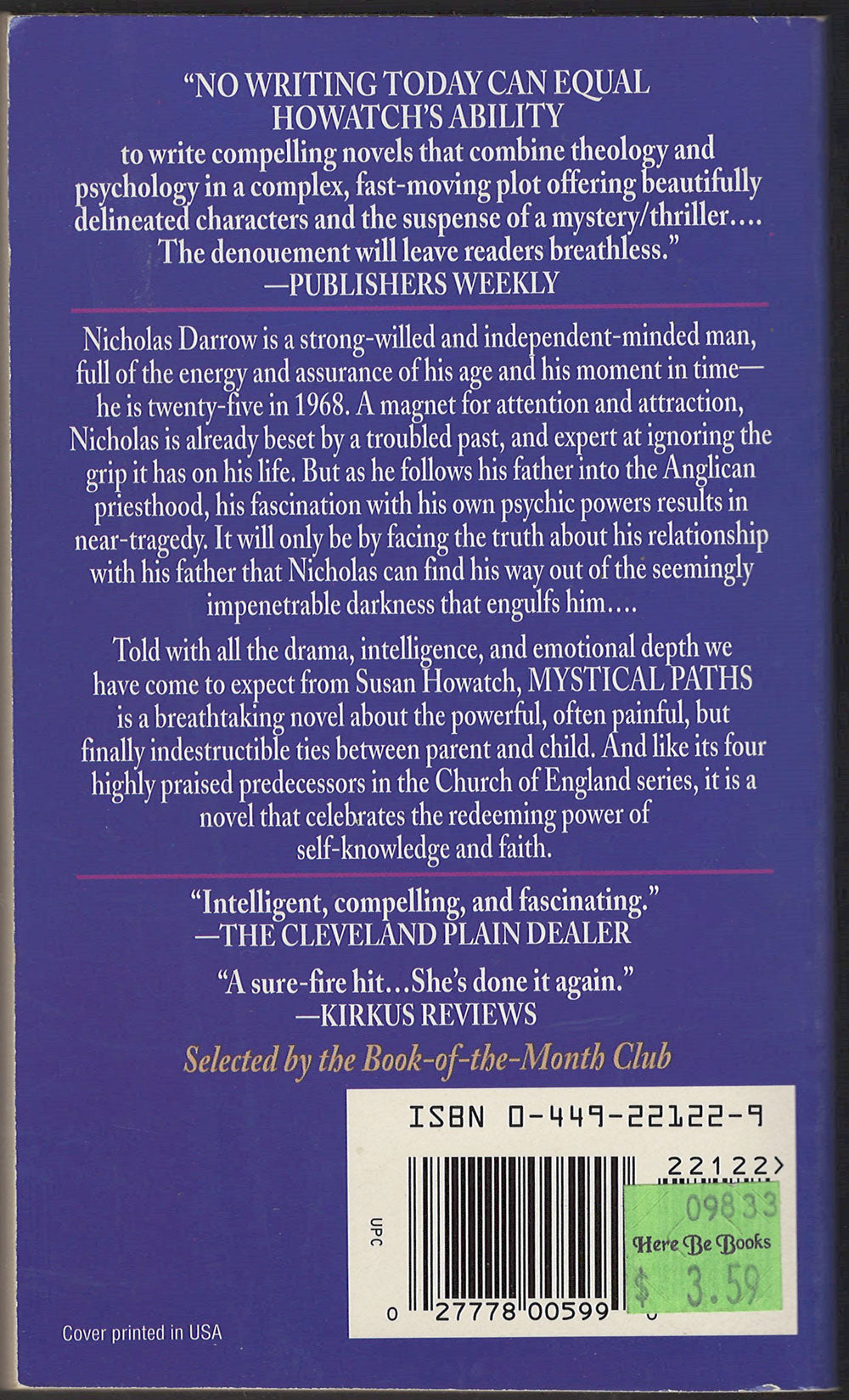 Mystical Paths by Susan Howatch back cover