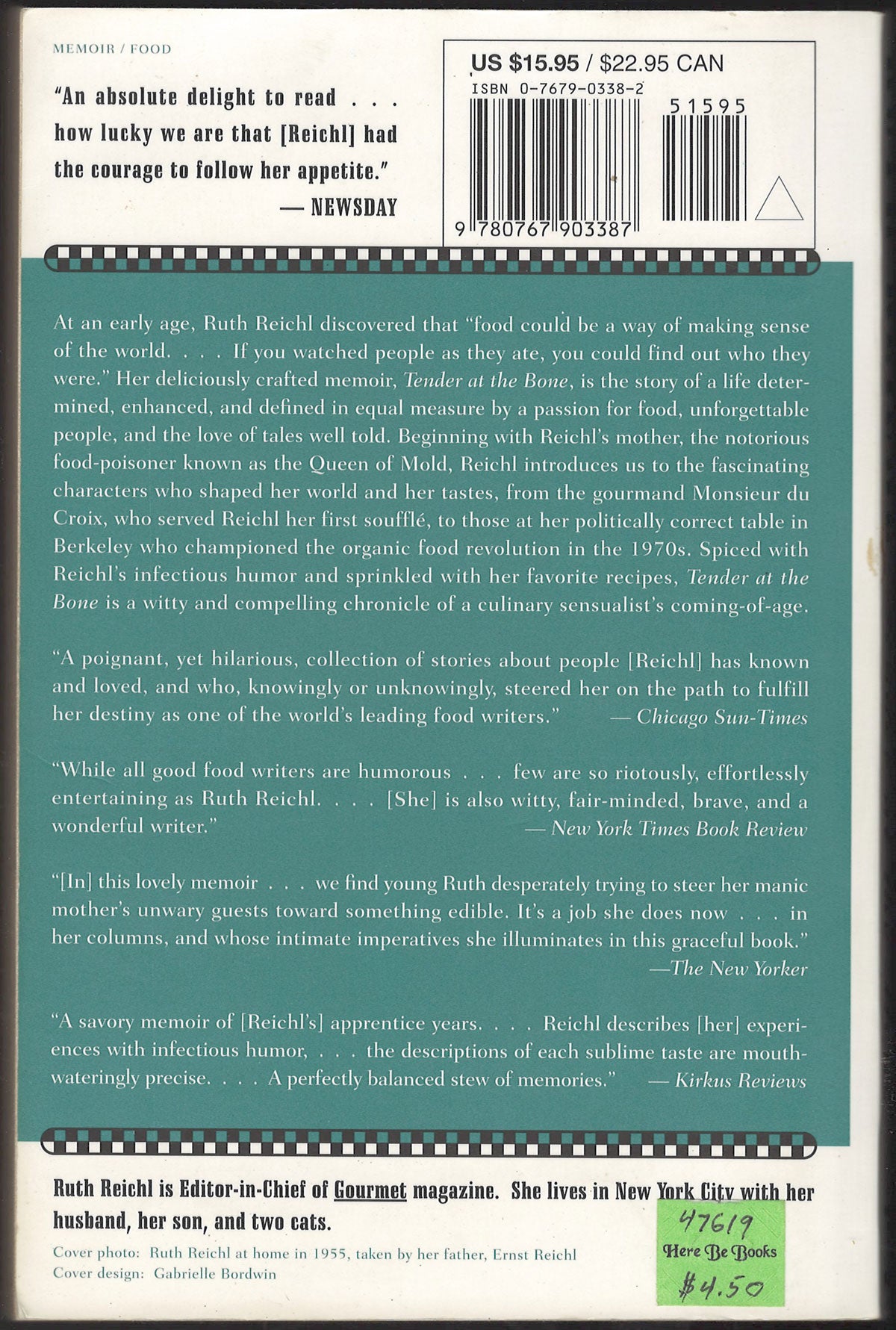 Tender at the Bone: Growing Up at the Table by Ruth Reichl back cover