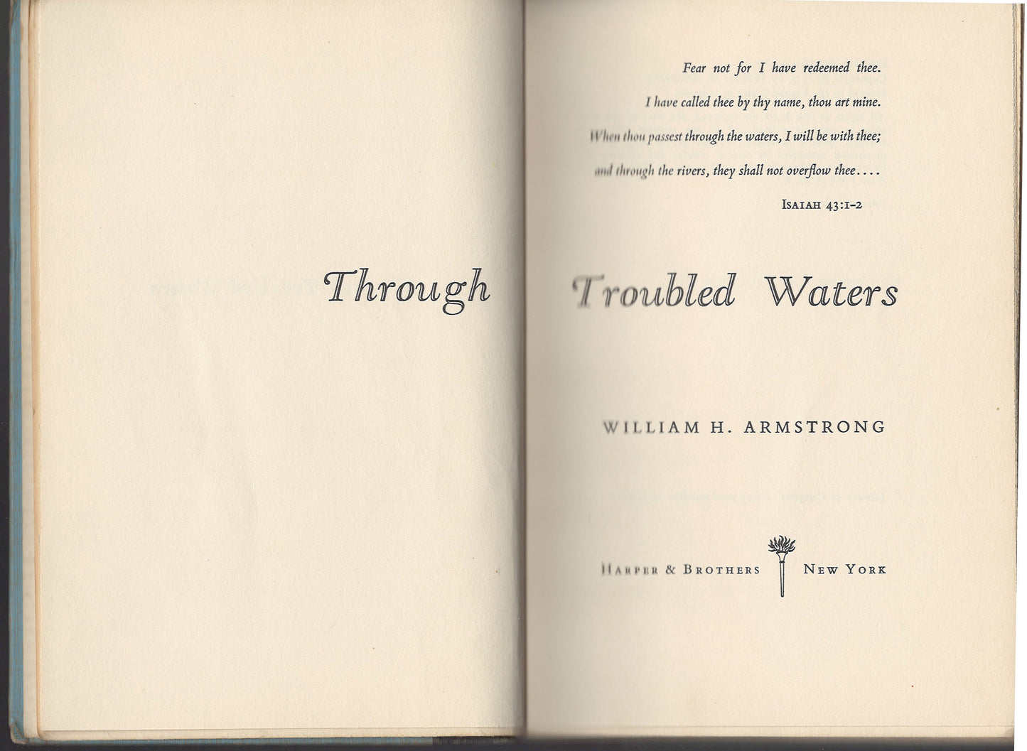 Through Troubled Waters by William Armstrong title page