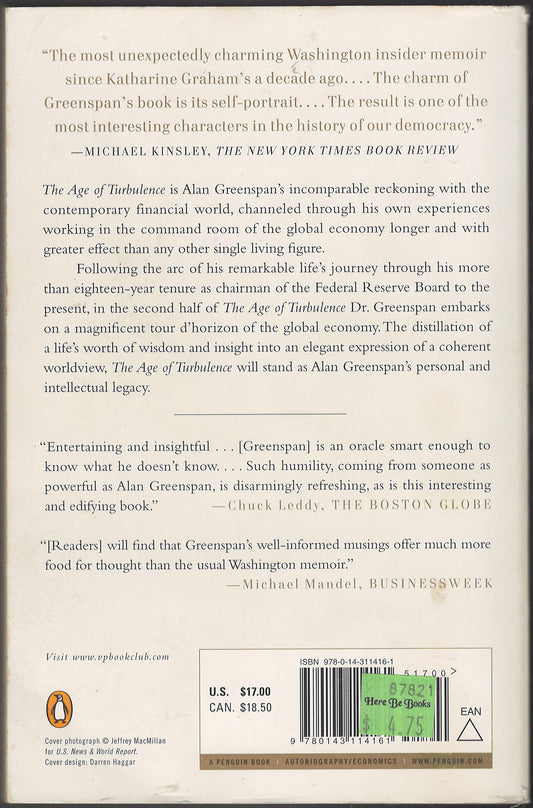 The Age of Turbulence by Alan Greenspan back cover