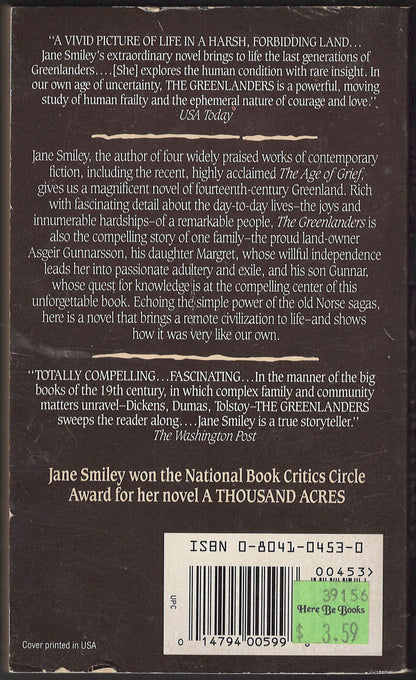 The Greenlanders by Jane Smiley back cover