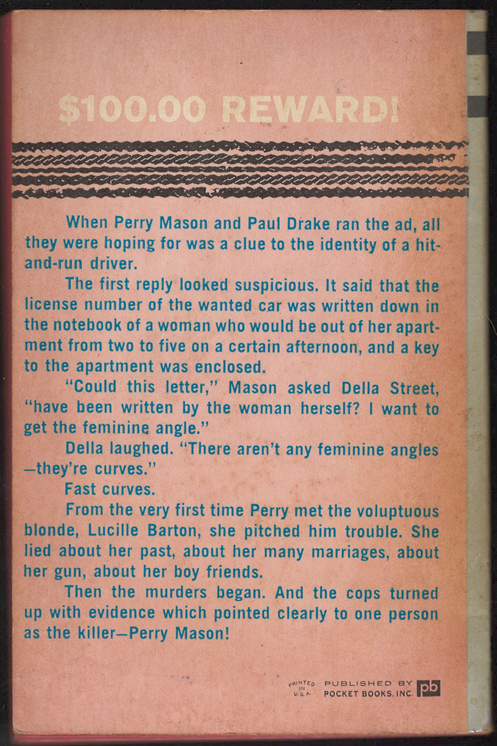 The Case of the Cautious Coquette by Erle Stanley Gardner back cover