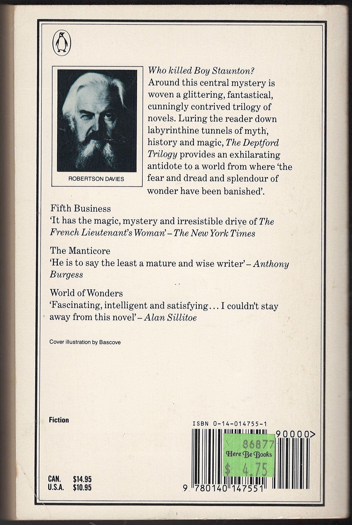 The Deptford Trilogy by Robertson Davies back cover