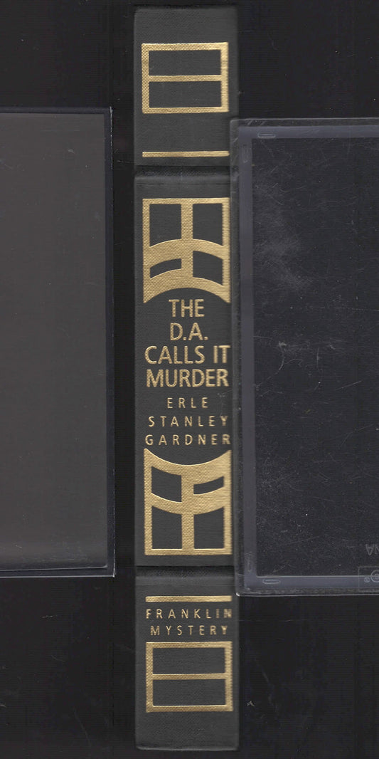 Spine of The D.A. Calls It Murder by Erle Stanley Gardner with gold lettering on a black background