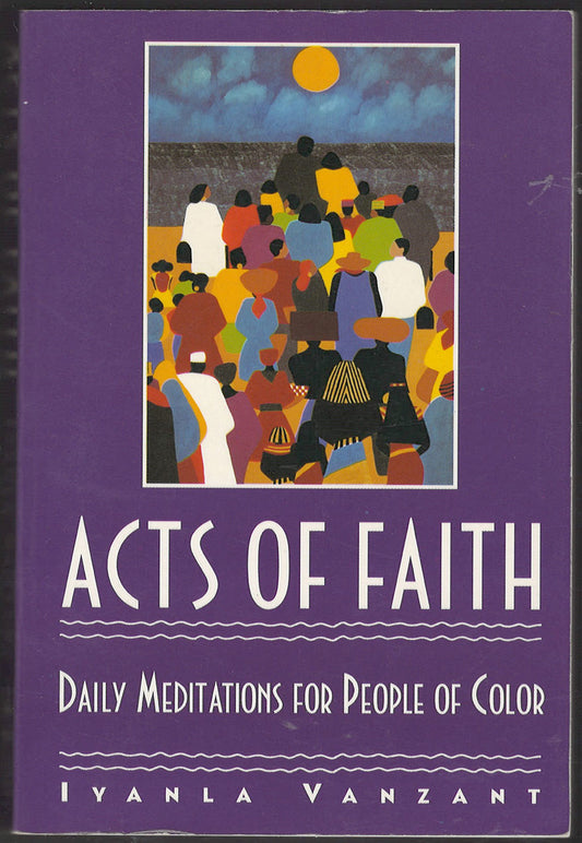 Front cover of Acts of Faith by Iyanla Vanzant with a colorful illustration of people and a purple background